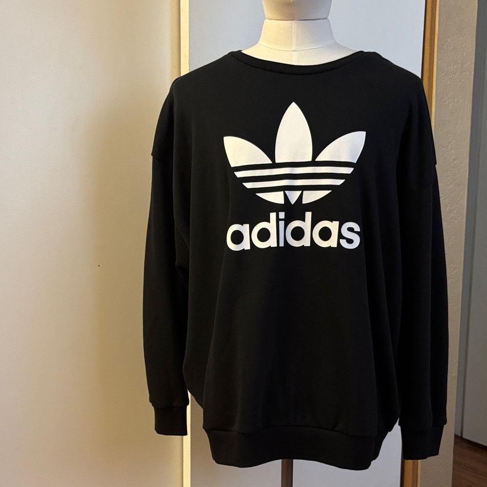 adidas Black Sweatshirt with White Trefoil Logo
